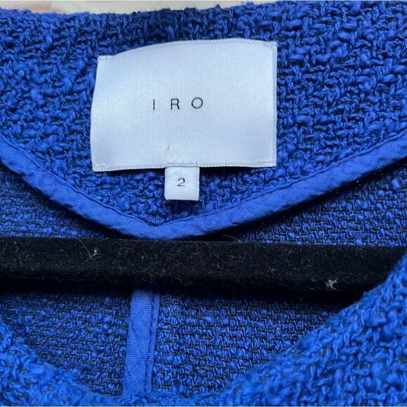 IRO Agnetay Royal Blue Tweed Boucle Cropped Zipper Jacket, Frayed Edge Detail, 2 - Picture 4 of 14